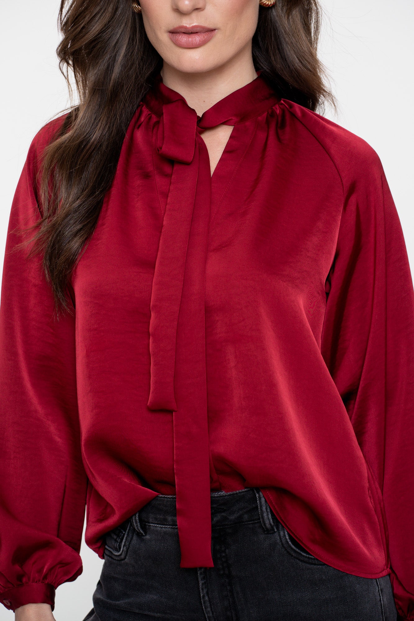 Geisha Damen Satin-Look-Bluse mit Schleifendetail