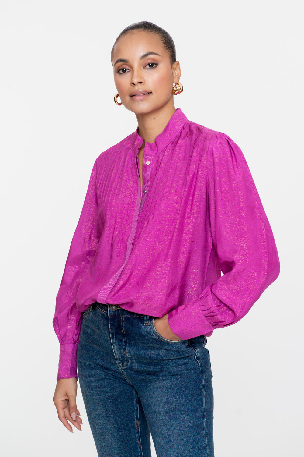 Geisha Damenbluse mit Lurex-Fäden