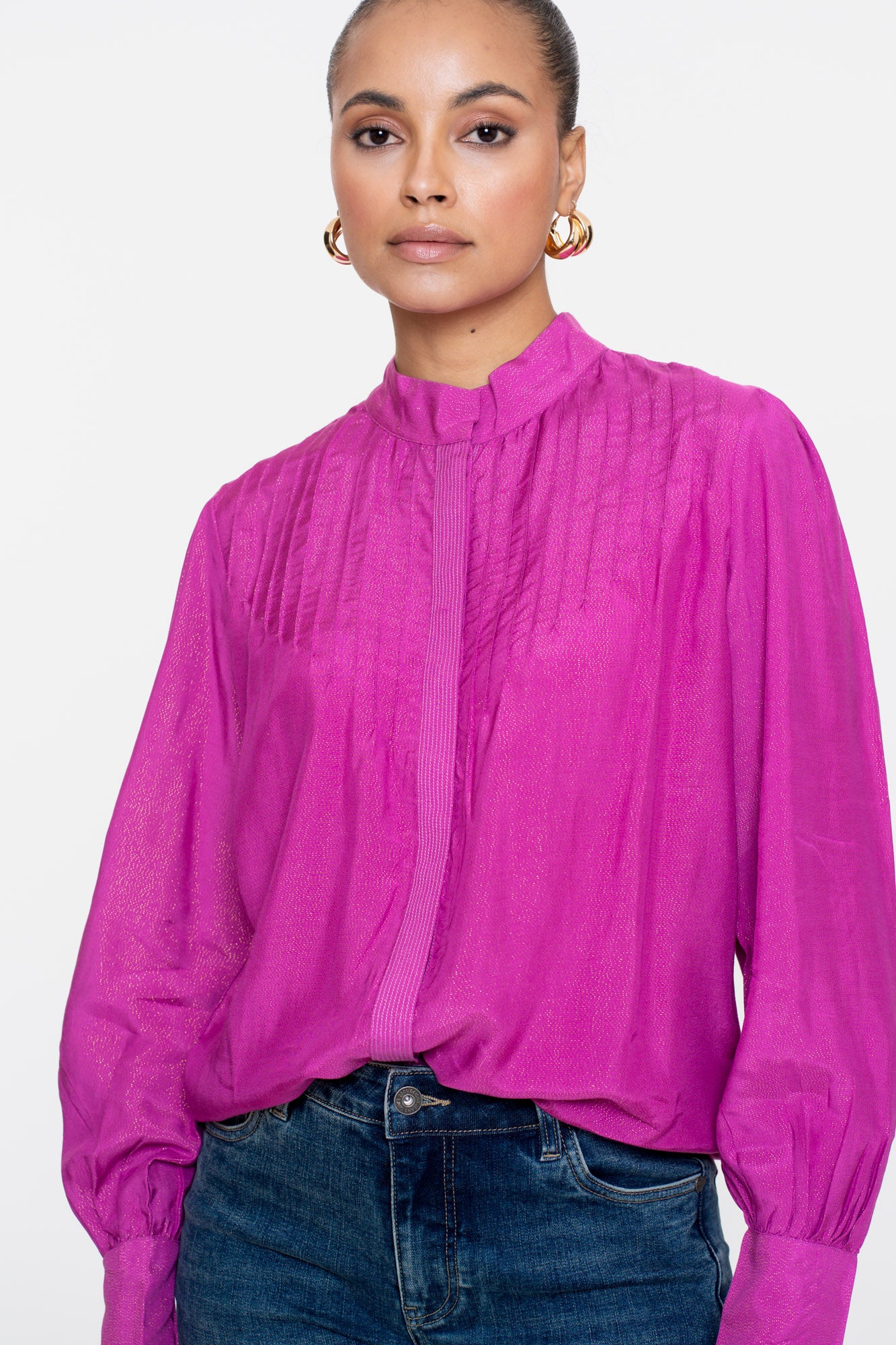 Geisha Damenbluse mit Lurex-Fäden