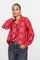 Geisha Damenbluse mit farbenfrohem Ikatmuster