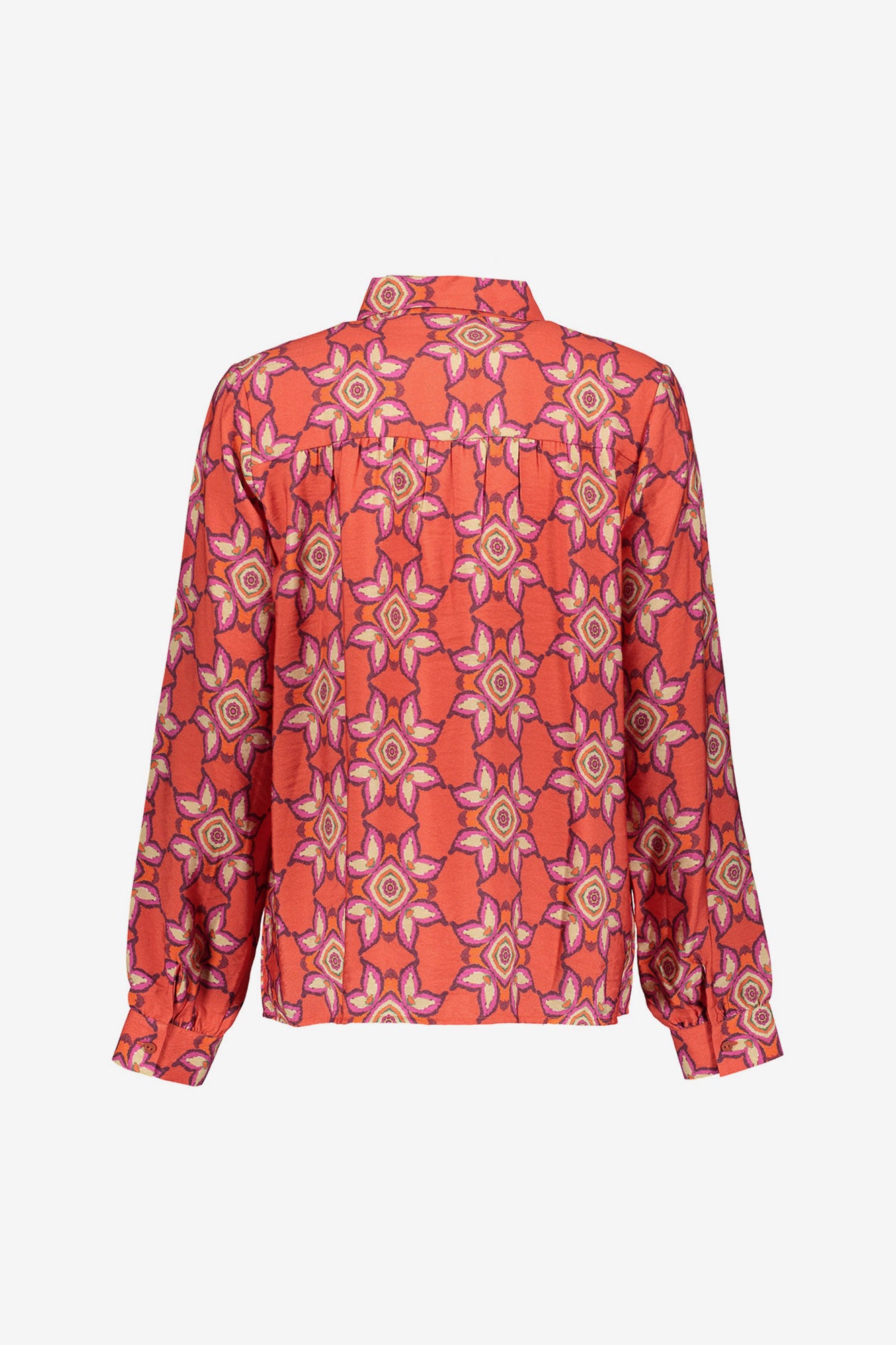 Geisha Damenbluse mit farbenfrohem Ikatmuster