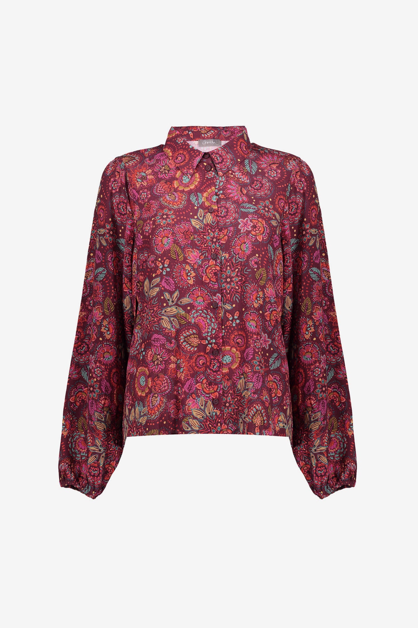 Geisha Damenbluse mit elegantem buntem Print