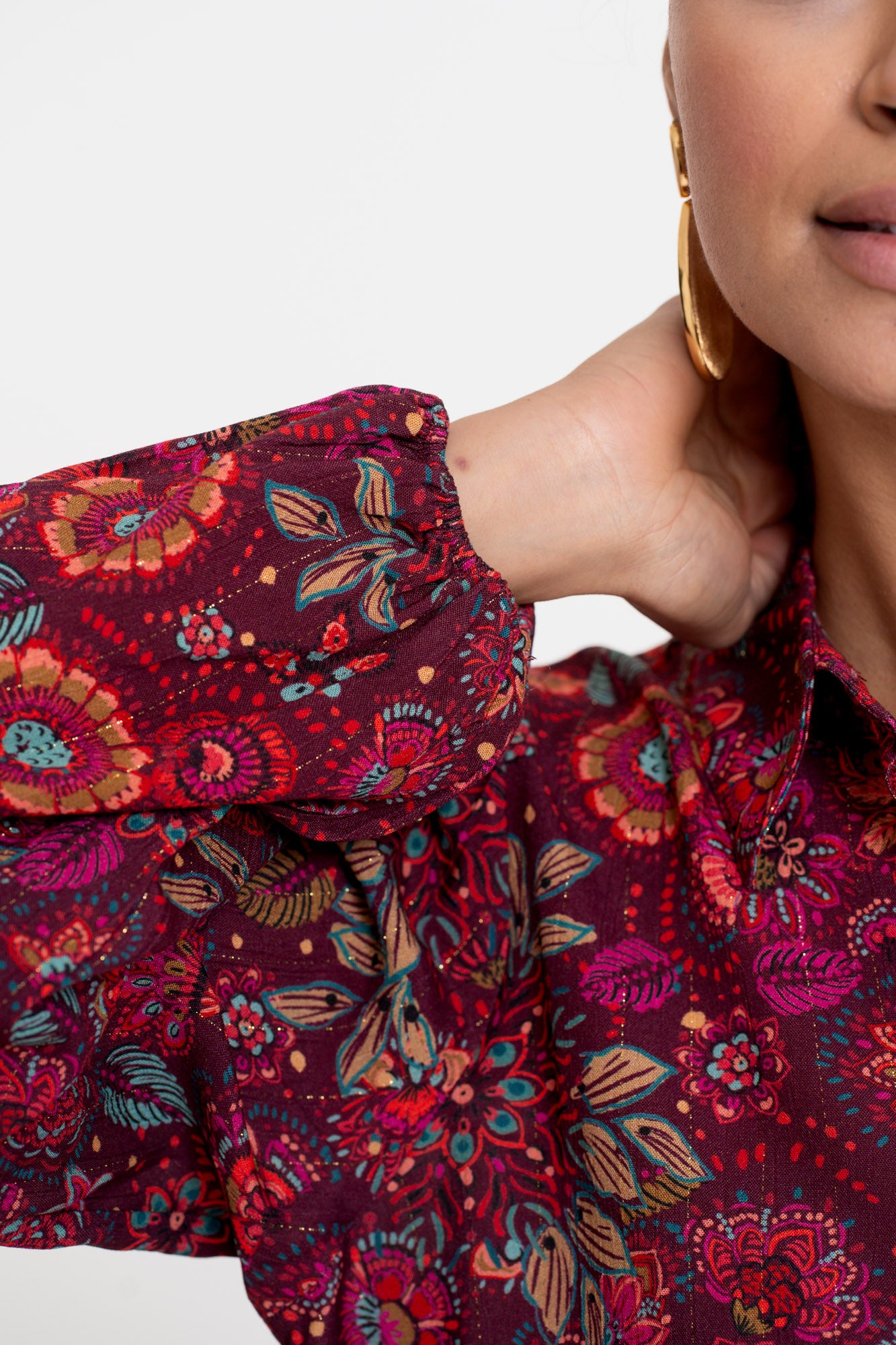 Geisha Damenbluse mit elegantem buntem Print
