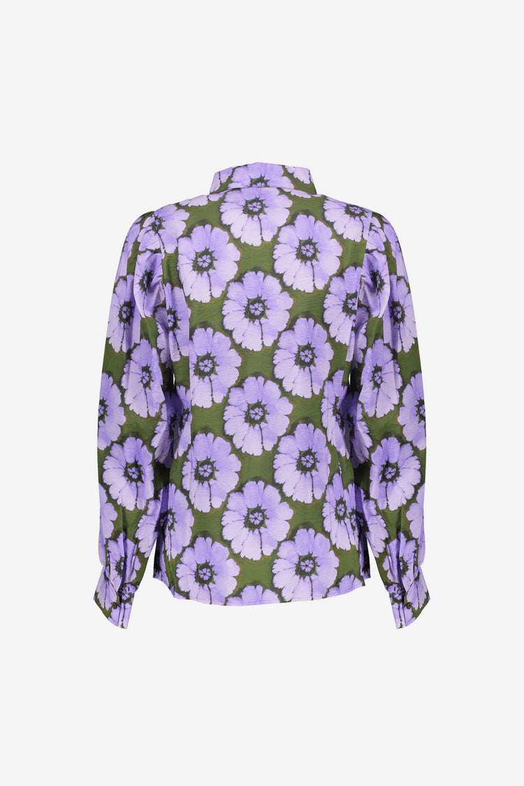 Geisha Damenbluse mit Blumenmuster und Ballonärmeln