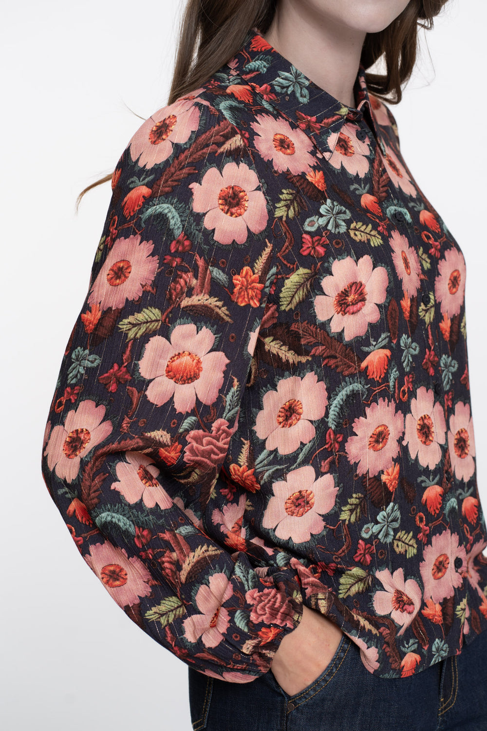 Geisha Damenbluse mit elegantem Blumenmuster
