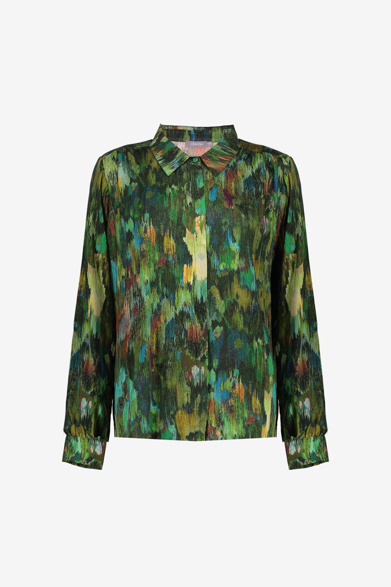 Geisha Damenbluse mit grünlich getöntem Print