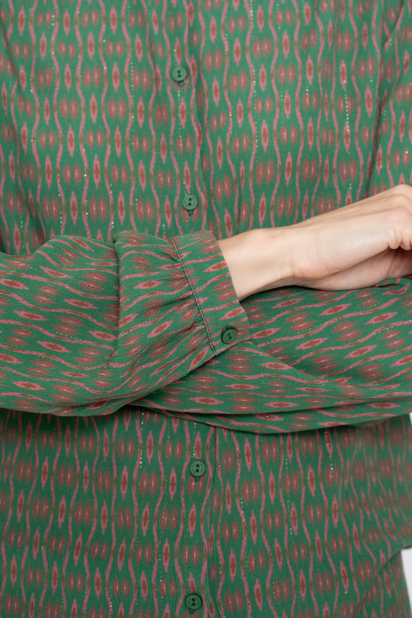 Geisha Damenbluse mit grafischem Print und Lurexfäden