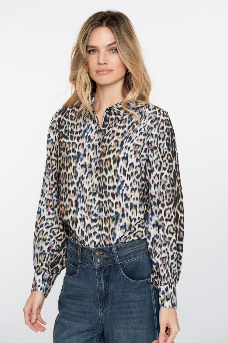 Geisha Damenbluse mit Leopardenmuster