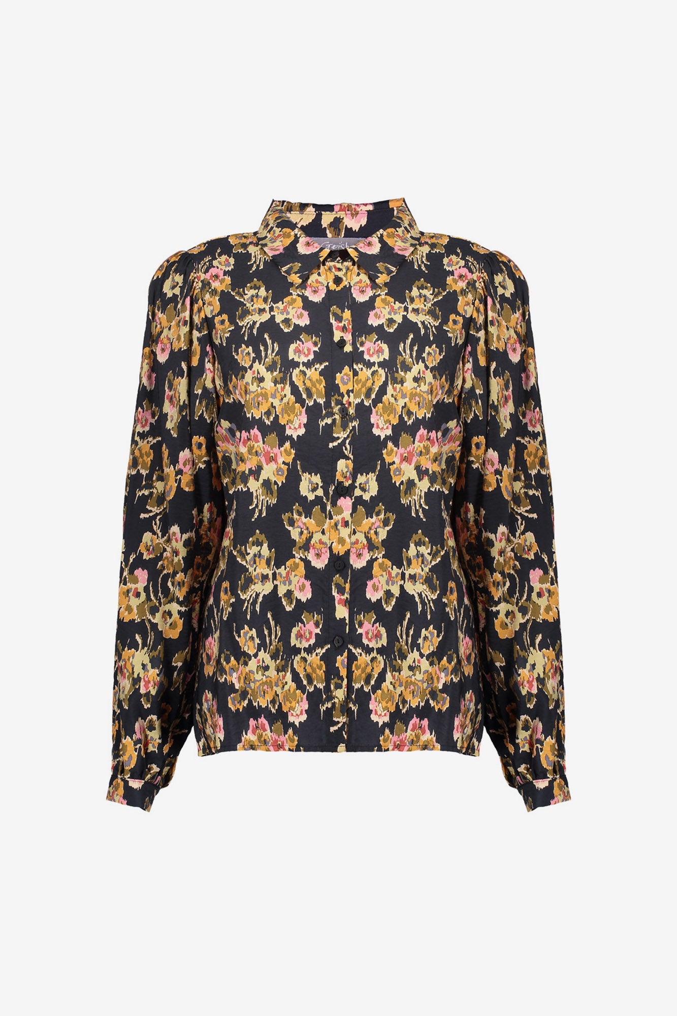 Geisha Damenbluse mit künstlerischem Blumenmuster