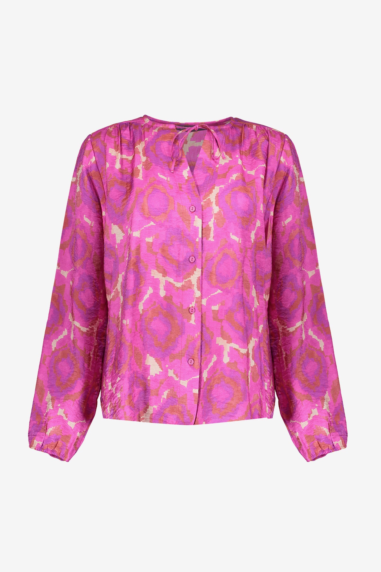 Geisha Damenbluse mit Print und Zierkordel