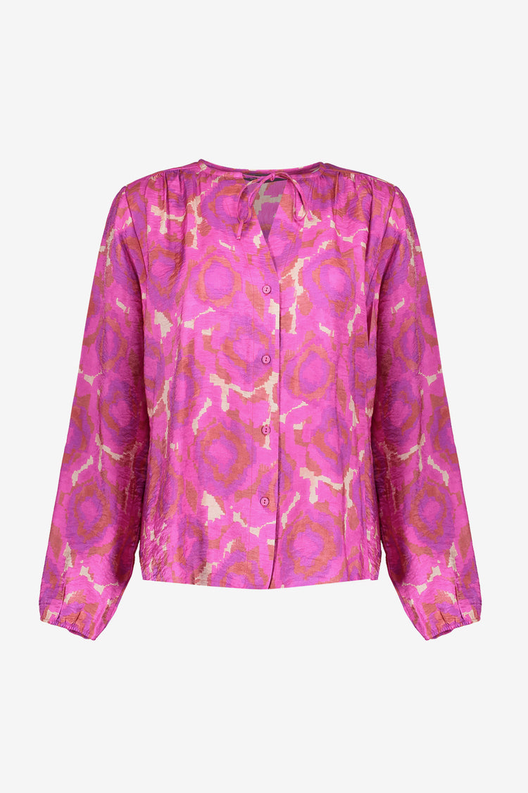 Geisha Damenbluse mit Print und Zierkordel