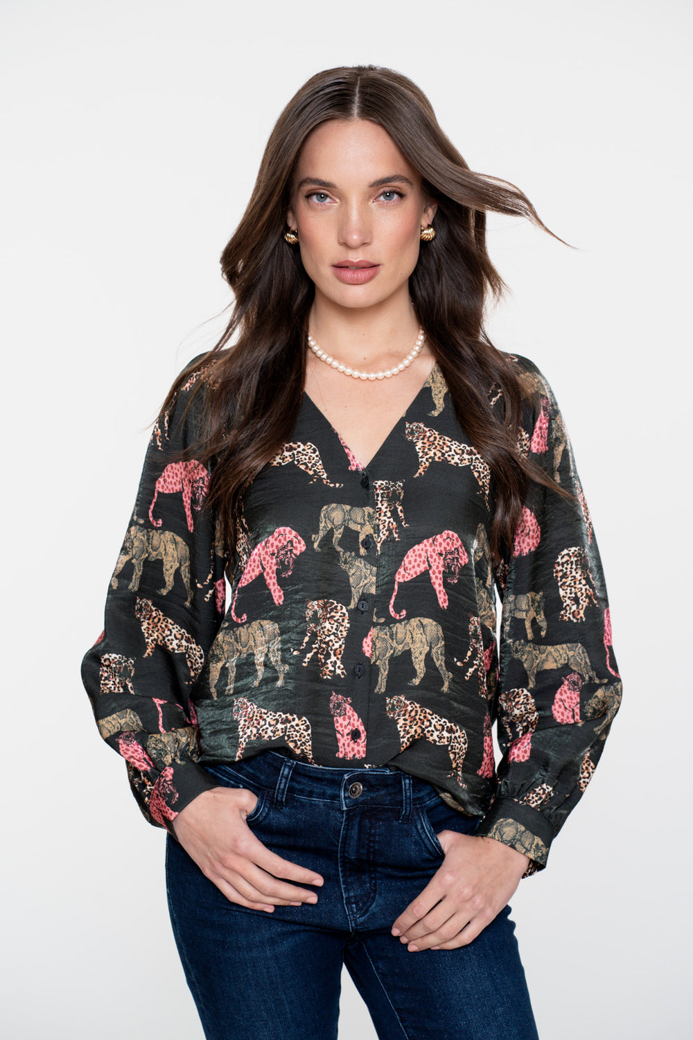 Geisha Damen-Top mit Jaguar-Print