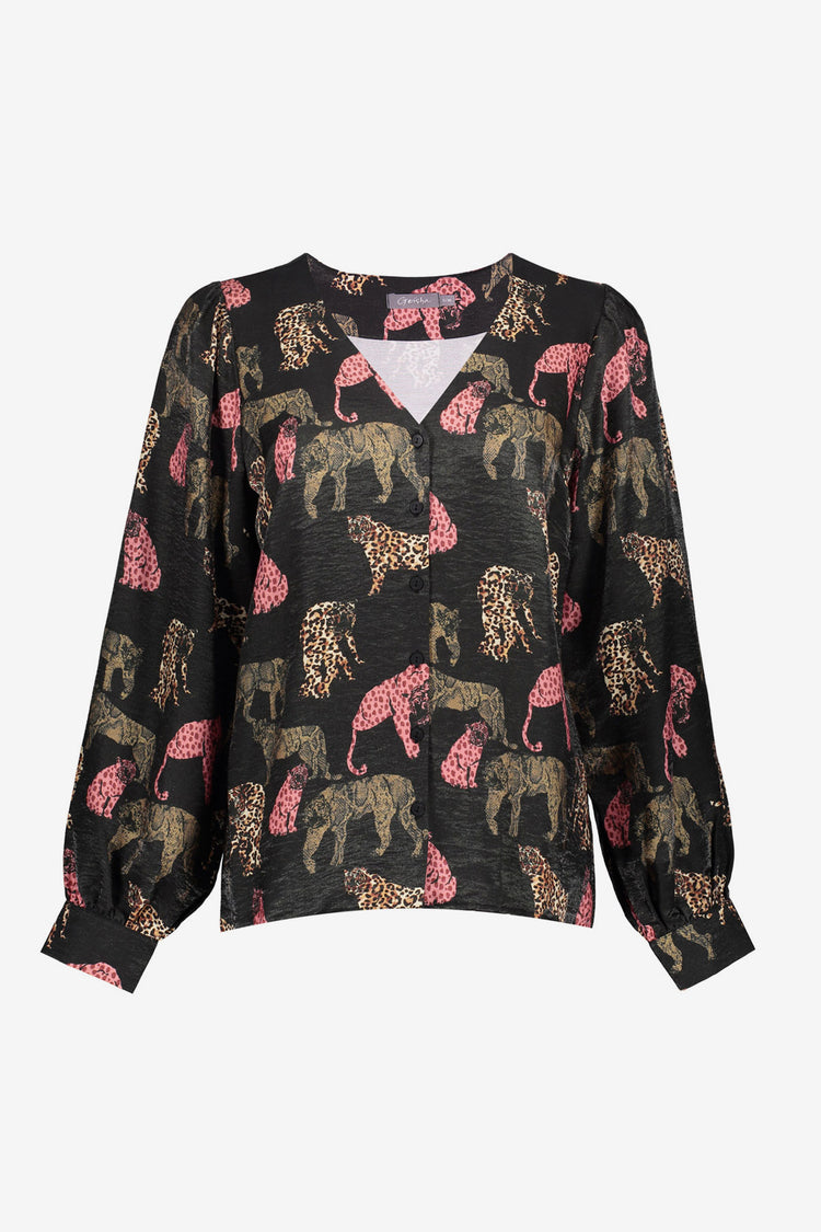 Geisha Damen-Top mit Jaguar-Print
