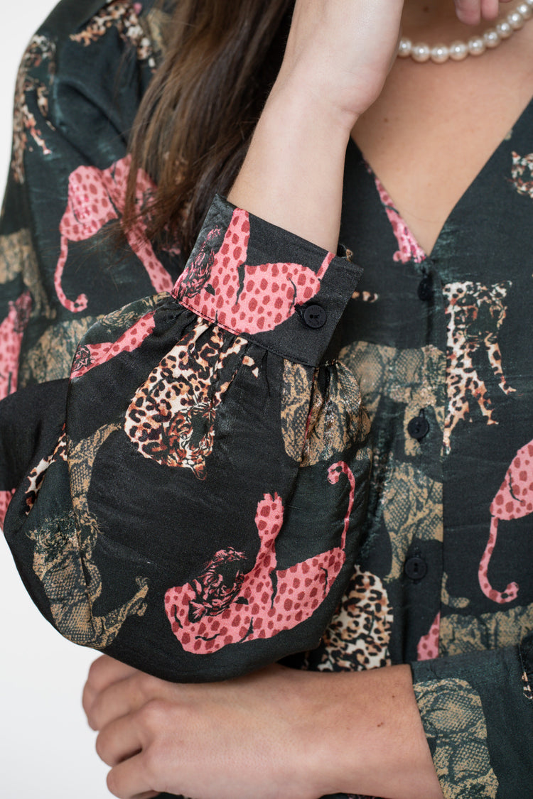 Geisha Damen-Top mit Jaguar-Print