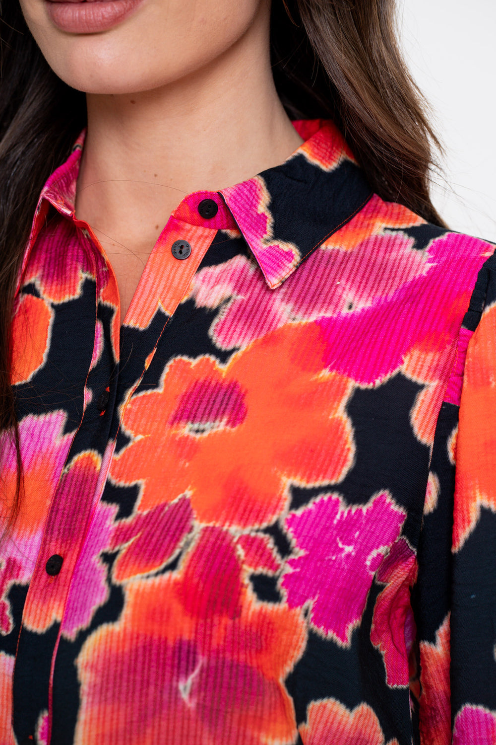 Geisha Damenbluse mit Blumenprint in Rosa
