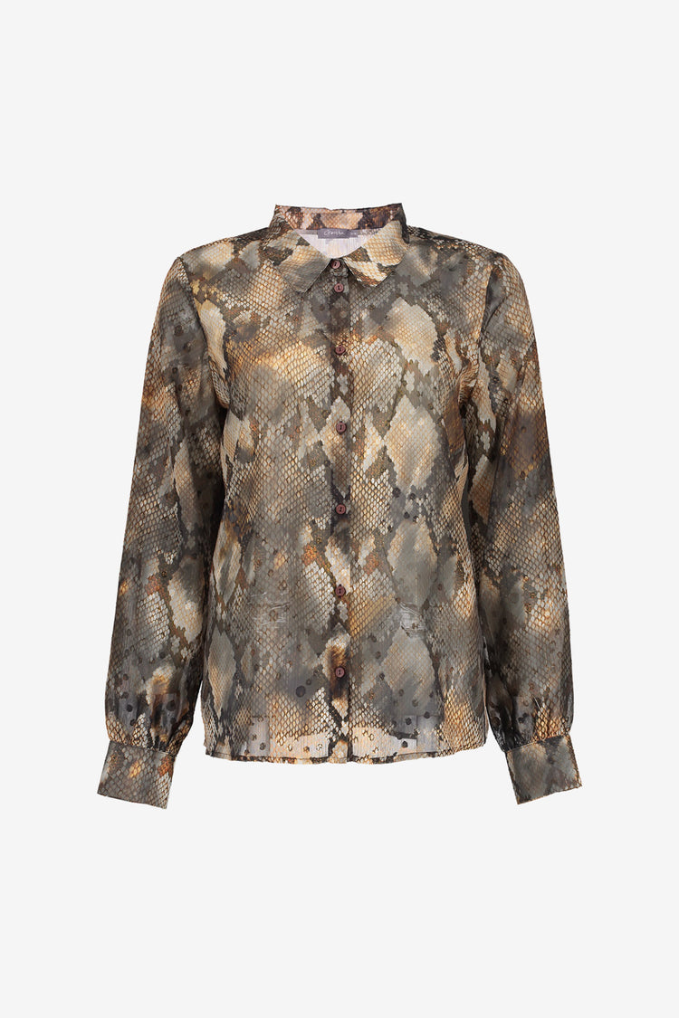 Geisha Damenbluse mit Schlangenprint und Lurex