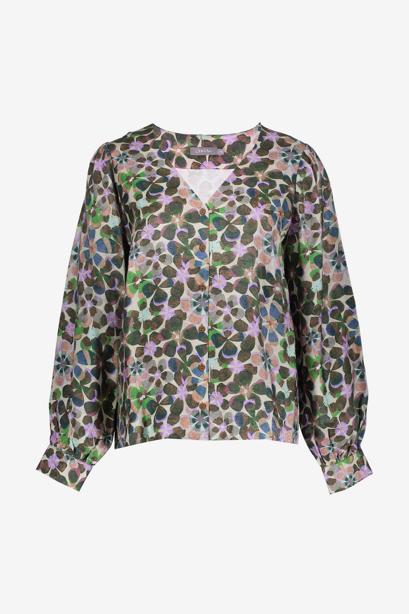 Geisha Damenbluse mit Retro-Blumenmuster