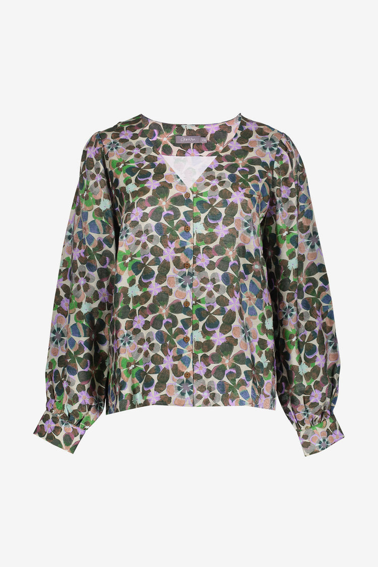 Geisha Damenbluse mit Retro-Blumenmuster
