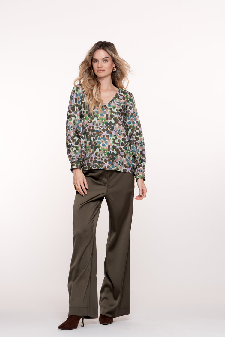 Geisha Damenbluse mit Retro-Blumenmuster