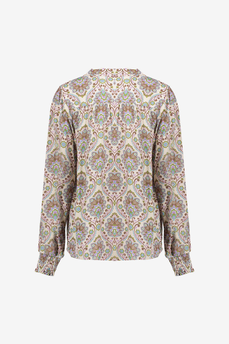 Geisha Damenbluse mit Kachelmuster und Lurex