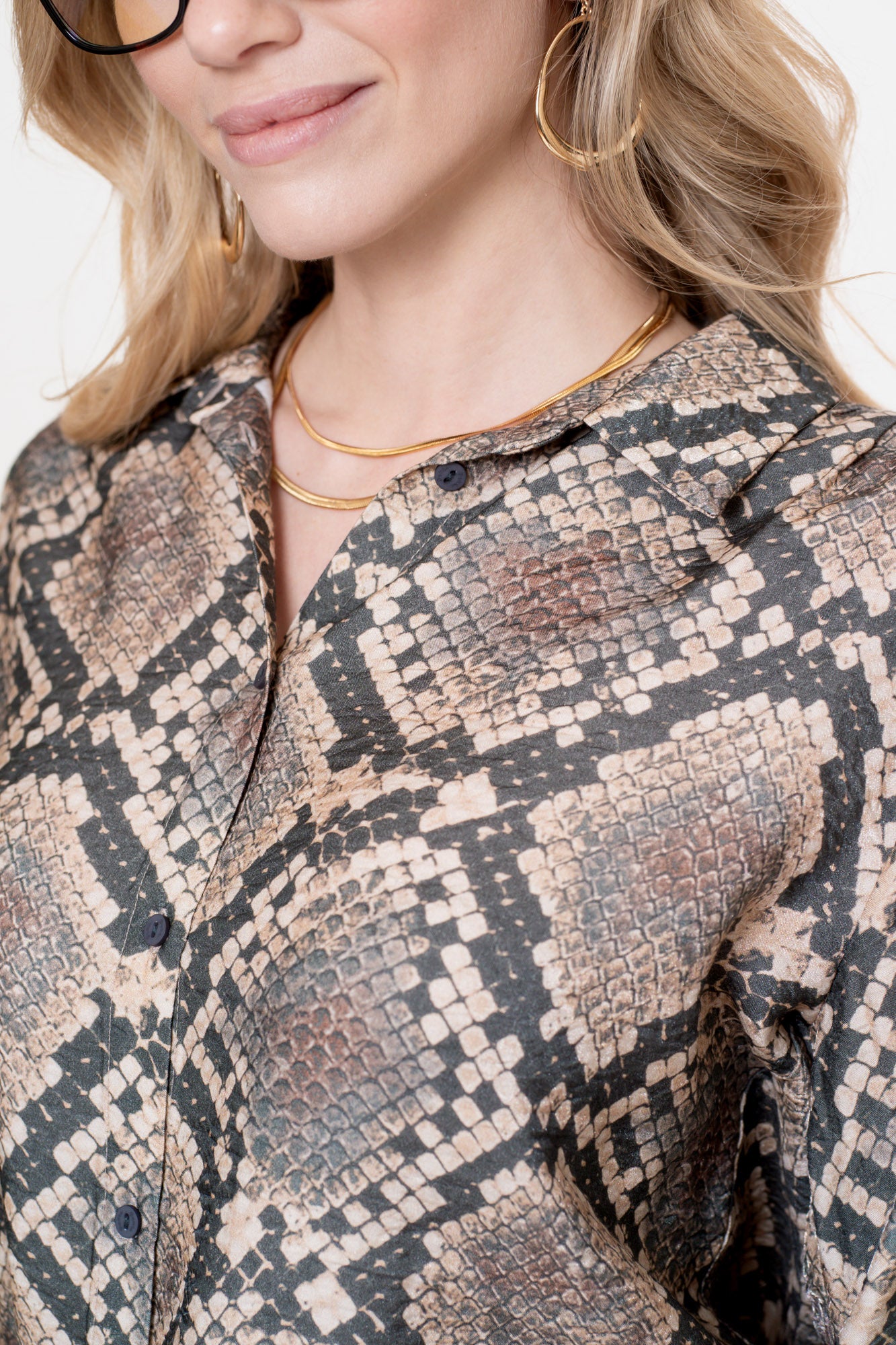 Geisha Damenbluse mit Schlangenprint