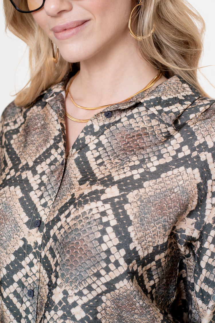 Geisha Damenbluse mit Schlangenprint
