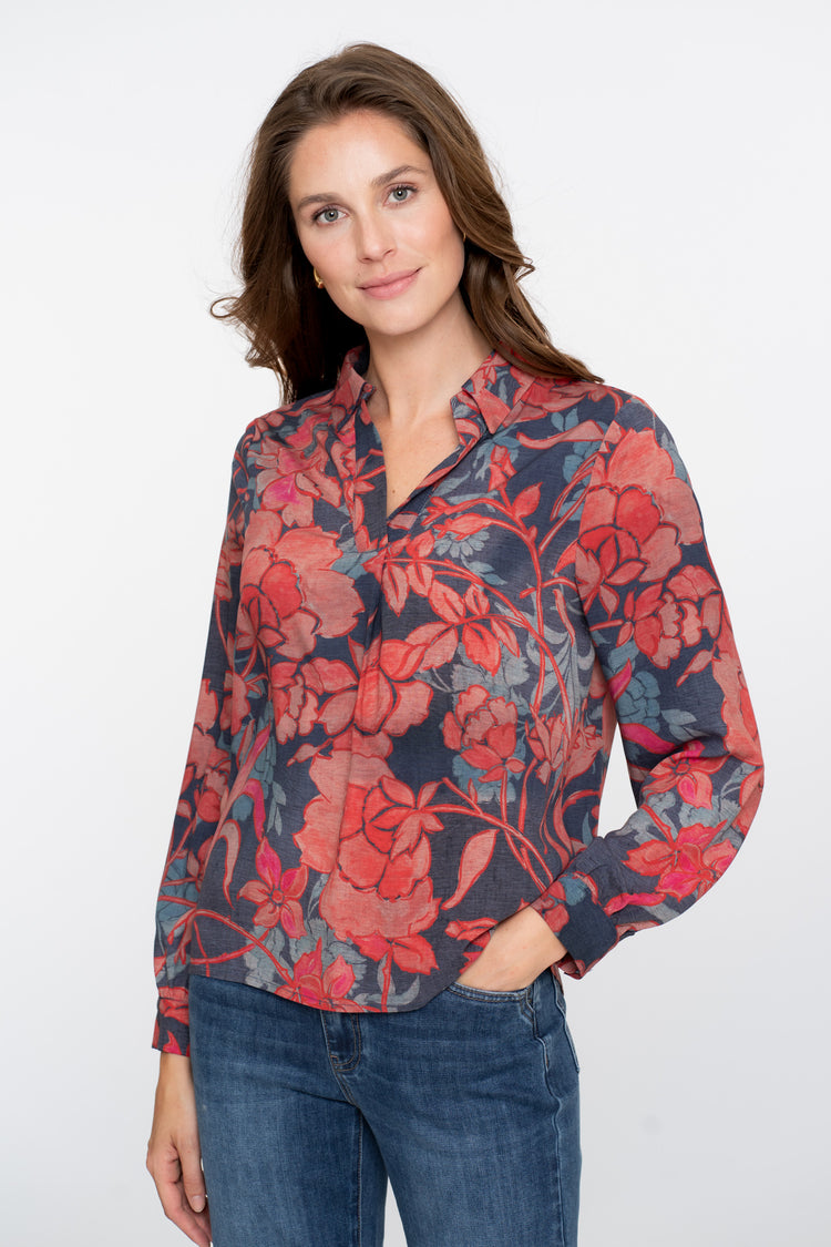 Geisha Damen-Top mit buntem Muster