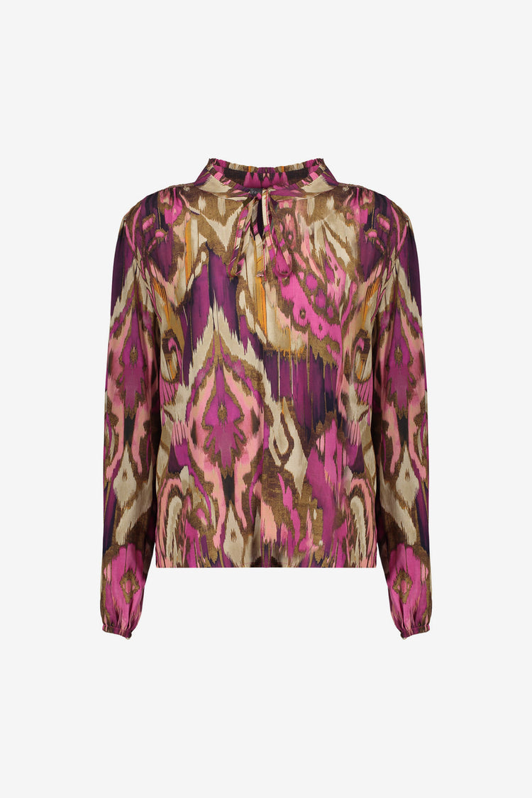Geisha Damenbluse mit Ikat-Print