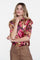 Geisha Damen-Top mit Faltenärmeln und Print
