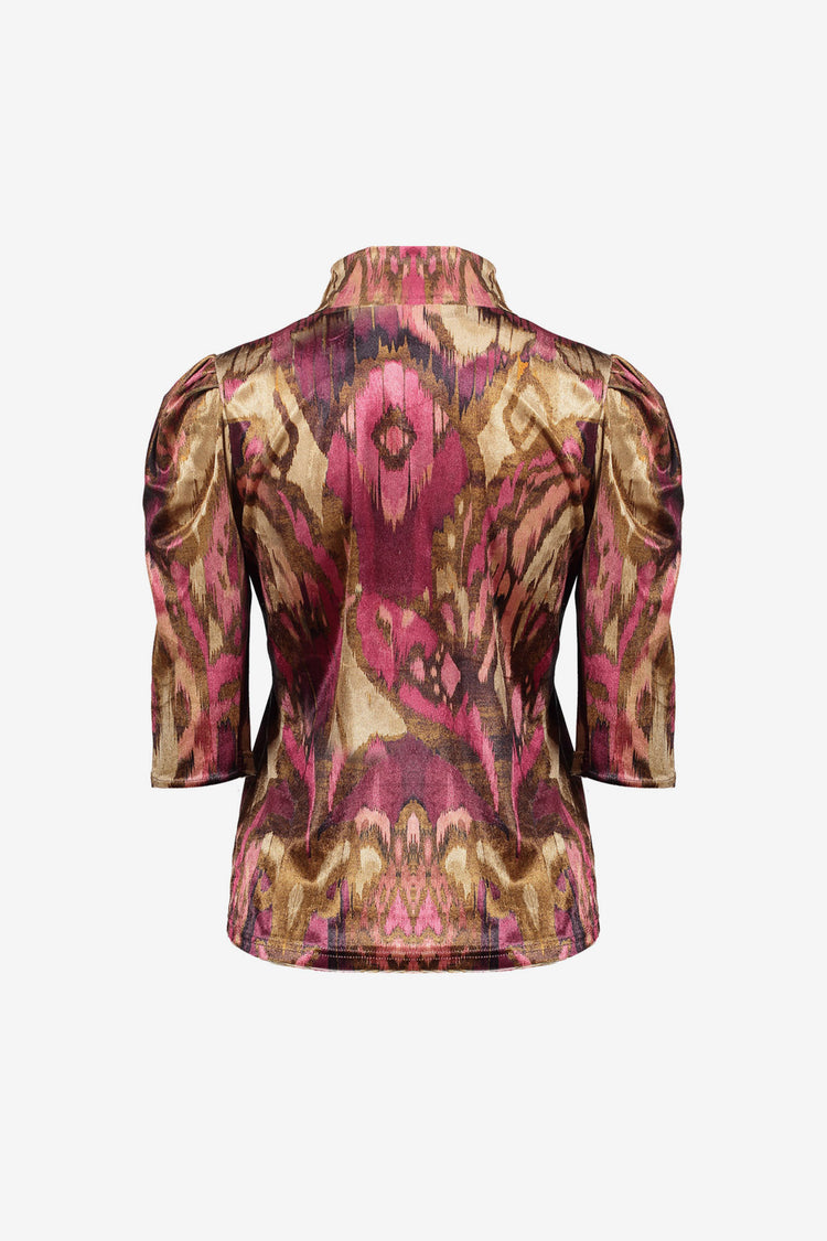 Geisha Damen-Top mit Faltenärmeln und Print