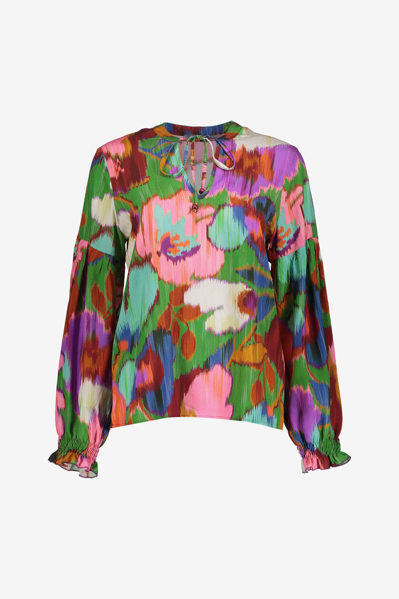 Geisha Damentop mit Ecoline-Print und Zierkordel