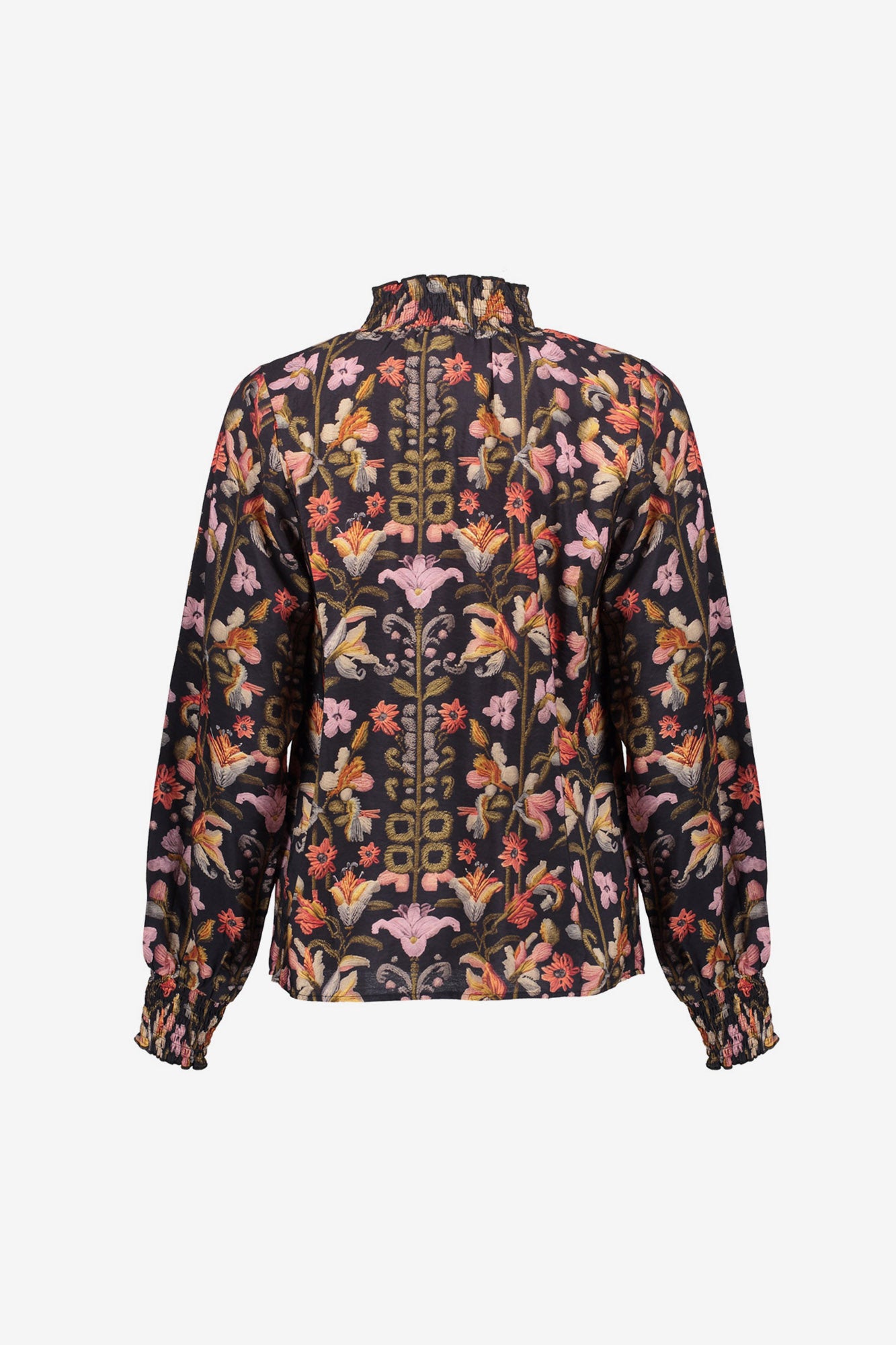 Geisha Damen-Top mit elegantem Print und Smok-Details