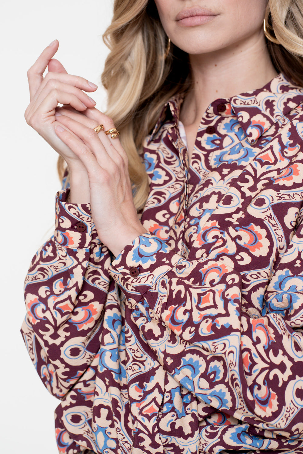 Geisha Damenbluse mit Ikat-Print