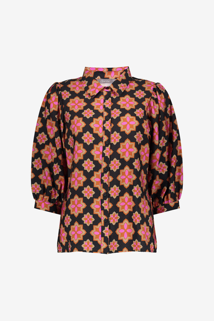 Geisha Damenbluse mit Retro-Blumenprint