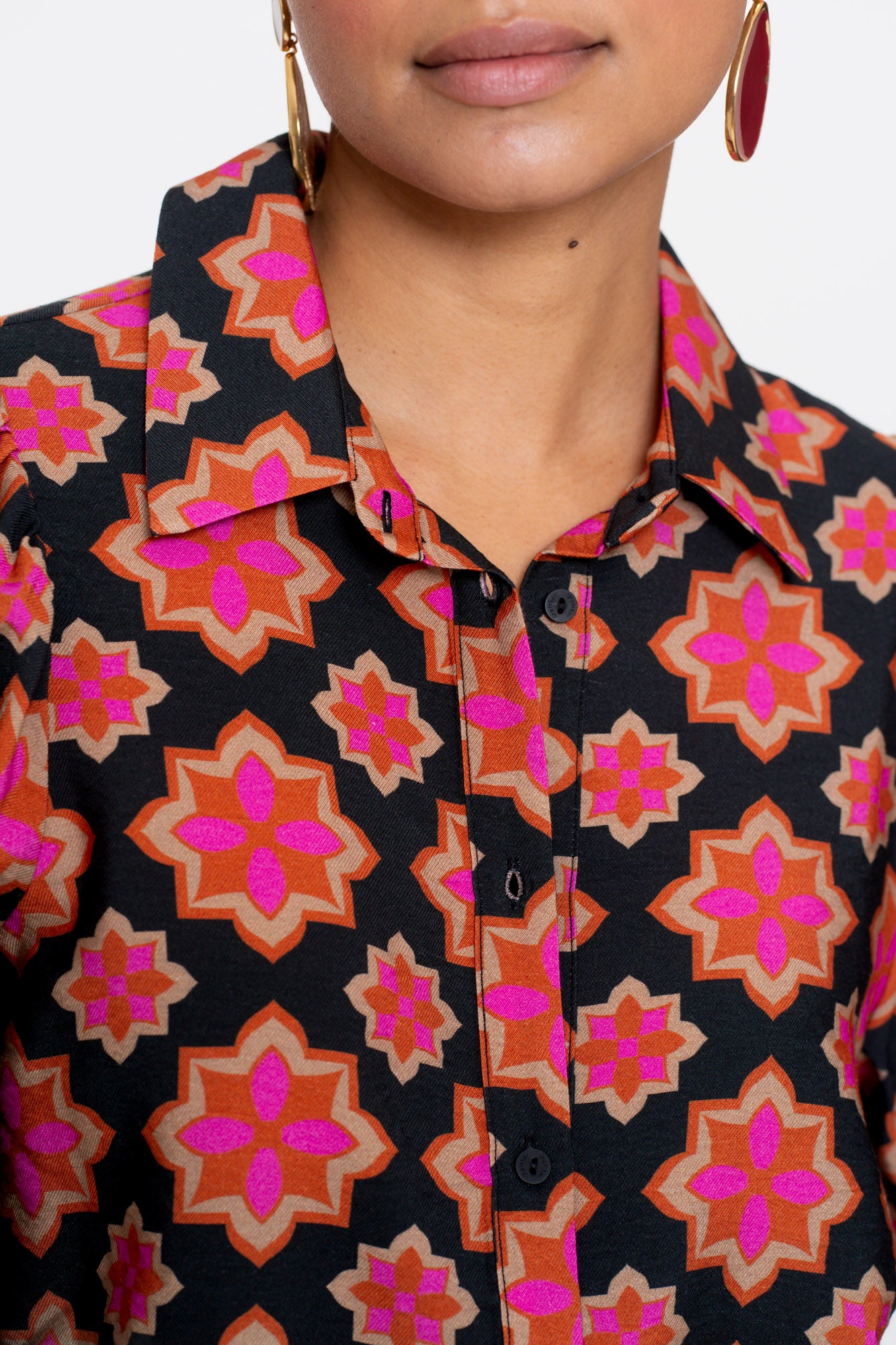 Geisha Damenbluse mit Retro-Blumenprint