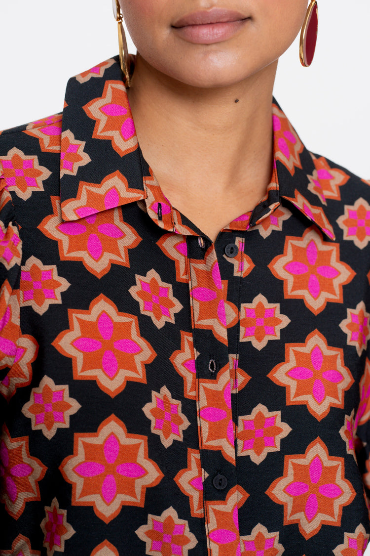 Geisha Damenbluse mit Retro-Blumenprint