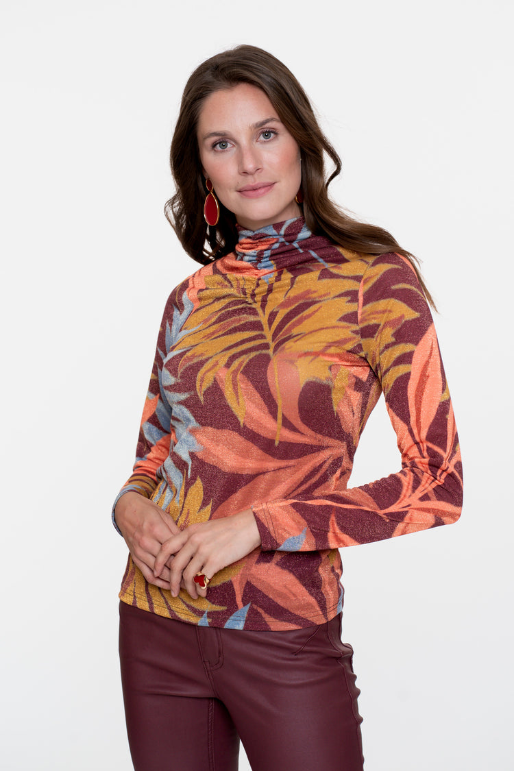 Geisha Damen-Top mit Print und Lurex-Fäden