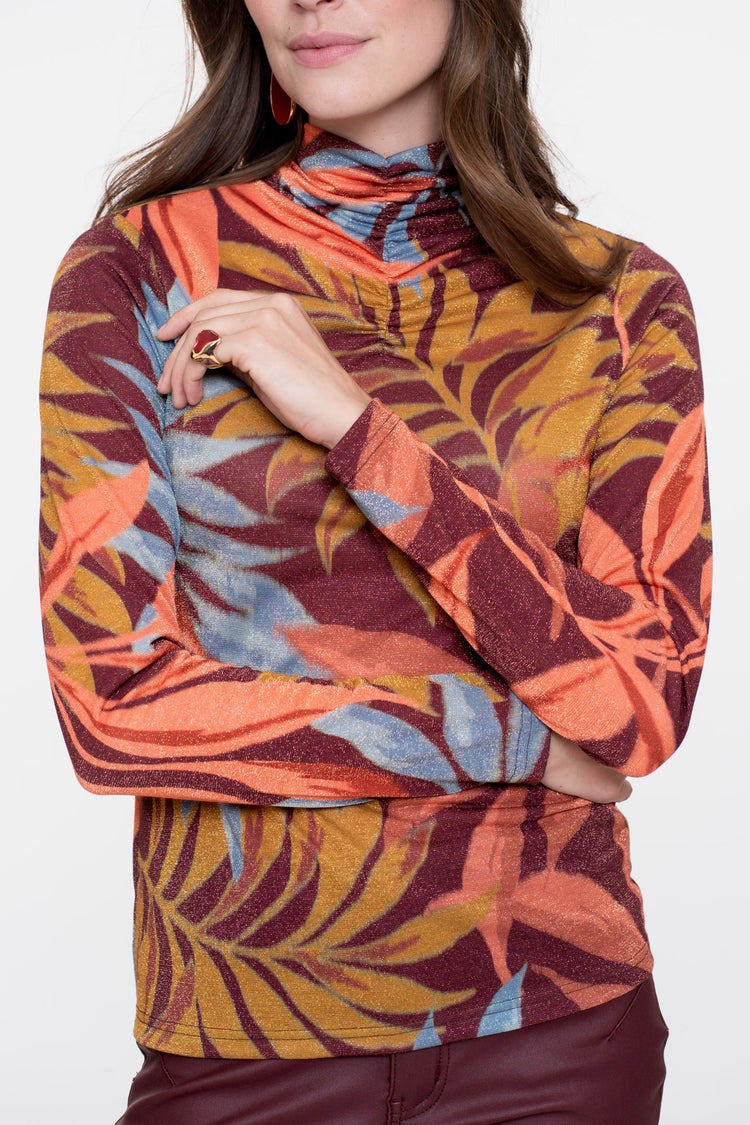 Geisha Damen-Top mit Print und Lurex-Fäden