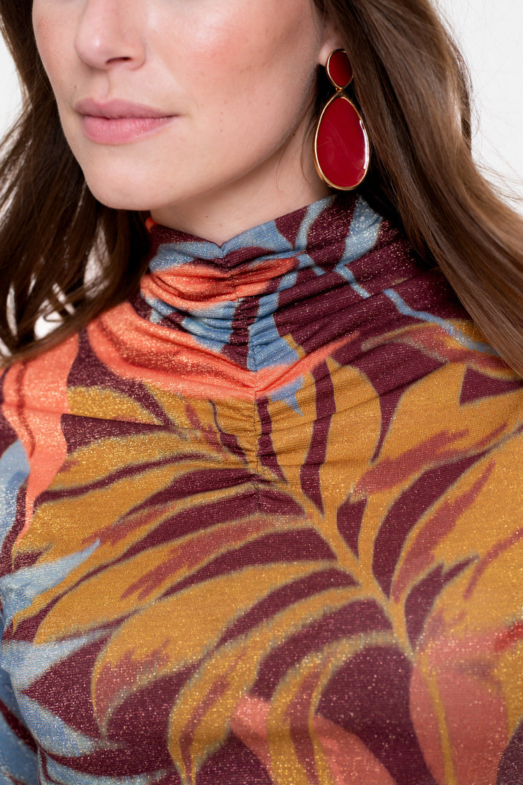 Geisha Damen-Top mit Print und Lurex-Fäden