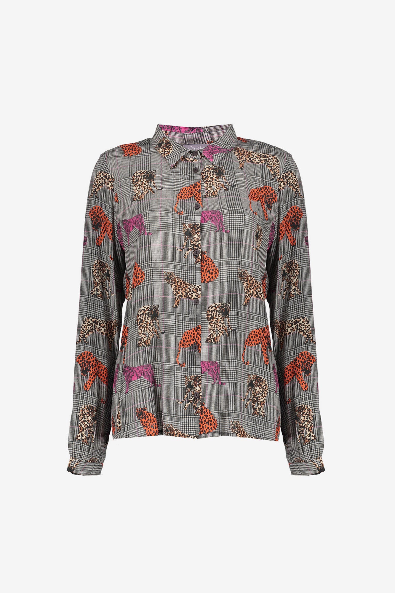 Geisha Damen-Karoblusen mit Leo-Print