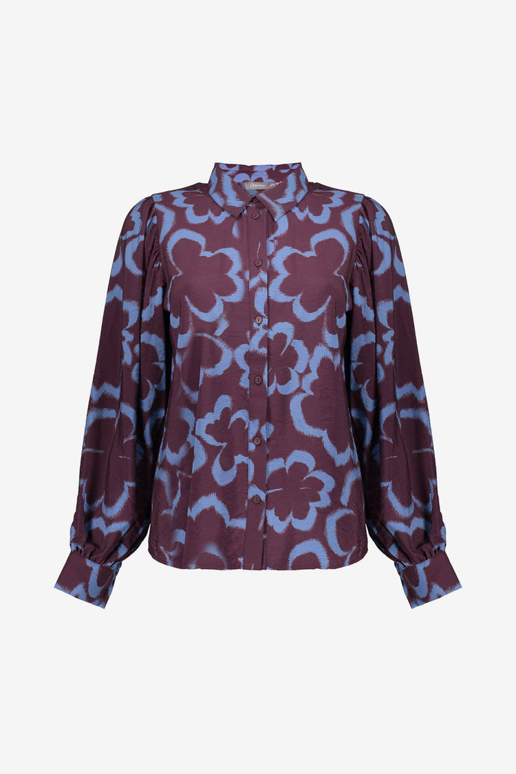 Geisha Damenbluse mit großflächigem Blumenmotiv
