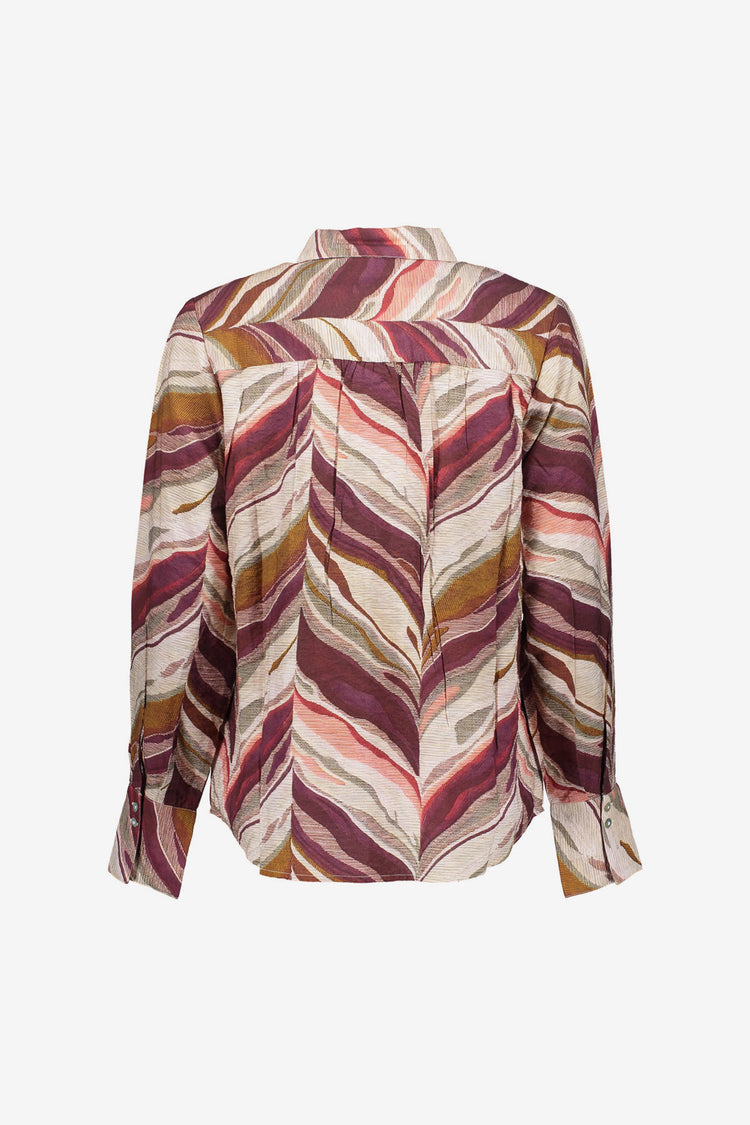 Geisha Damenbluse mit grafischem Wellenmuster