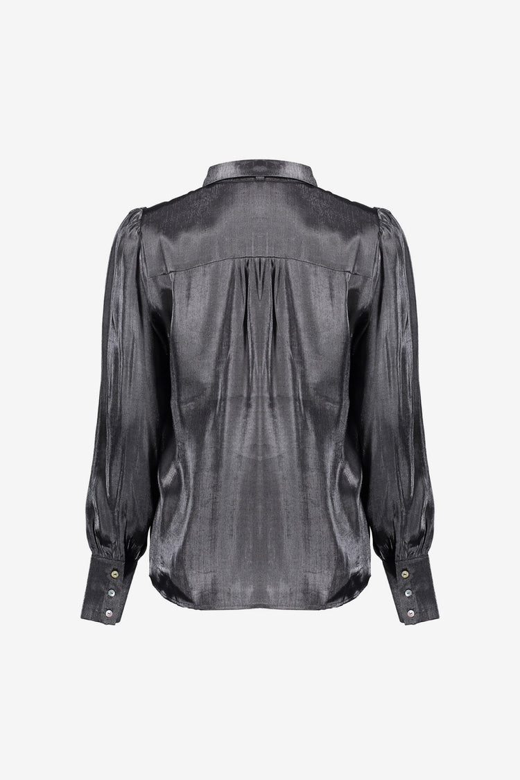 Glänzende Satinbluse mit Schleifendetail