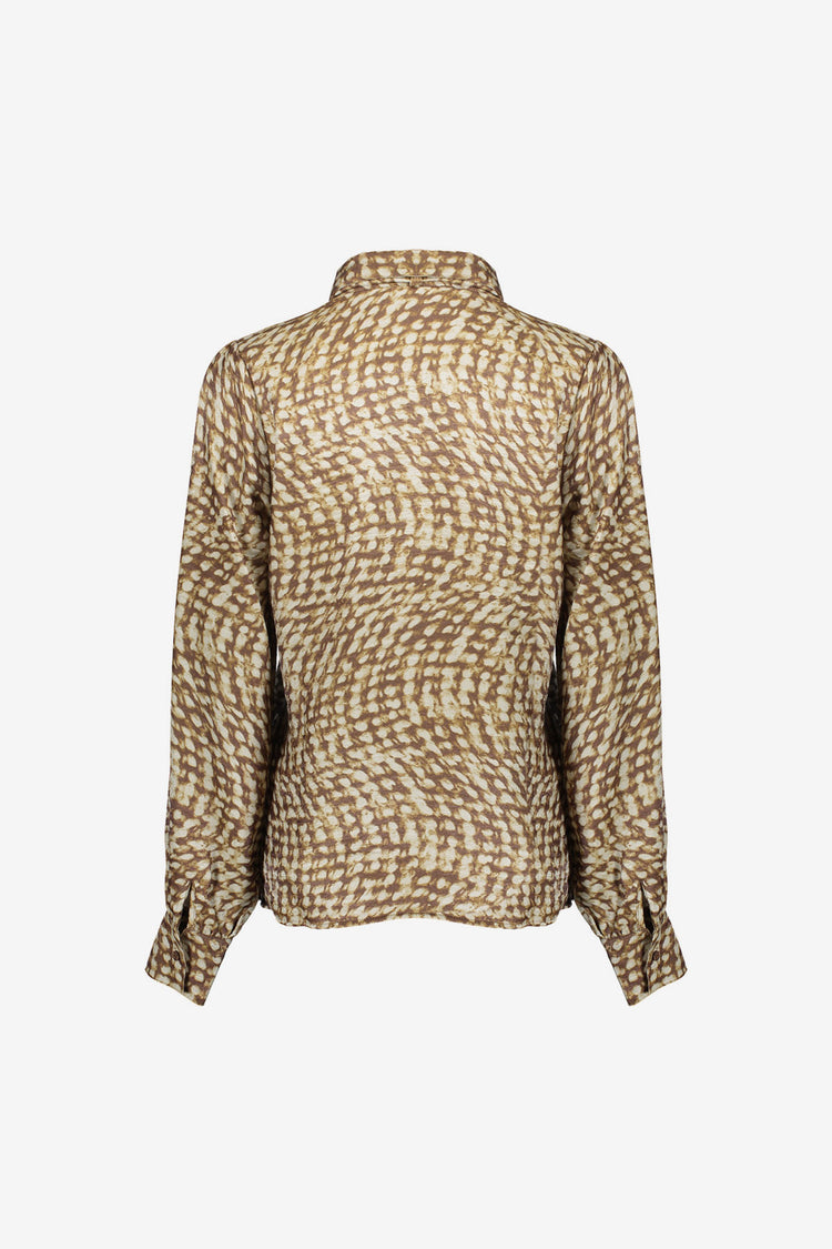 Geisha Damenbluse mit abstraktem Swirl-Print und Schleife