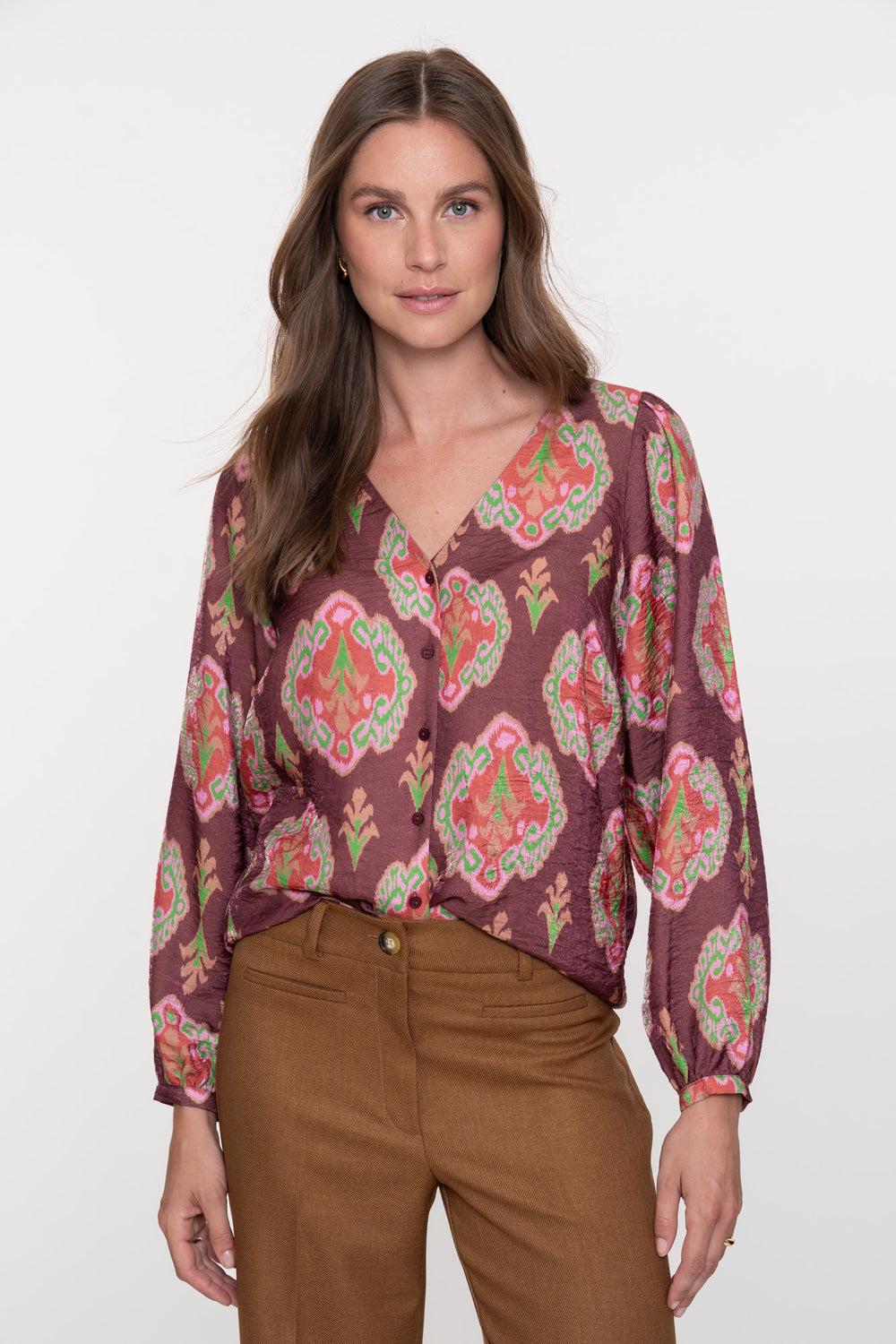 Geisha Damenbluse mit paisleyartigem Muster