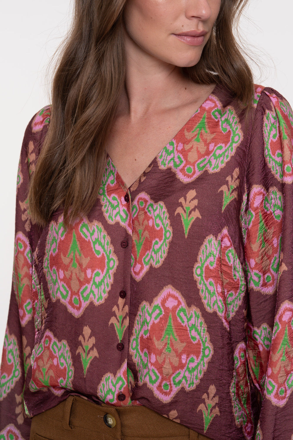 Geisha Damenbluse mit paisleyartigem Muster