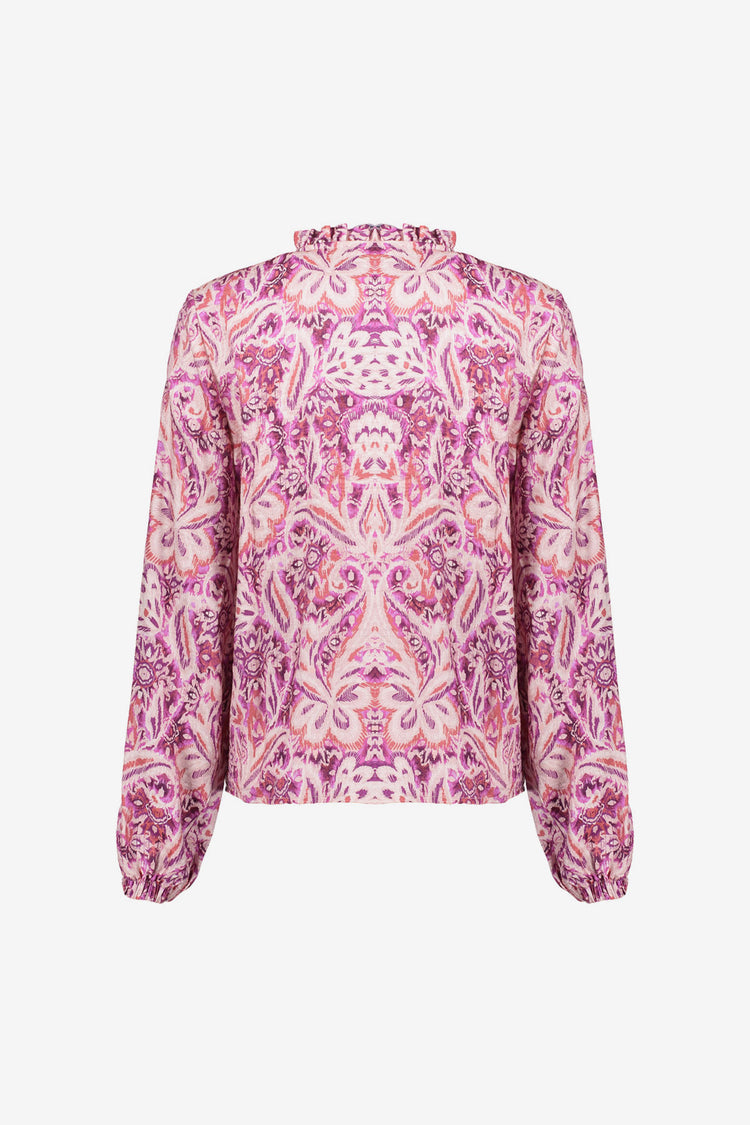 Geisha Damenbluse mit Paisley-Blumenmuster und Rüschen