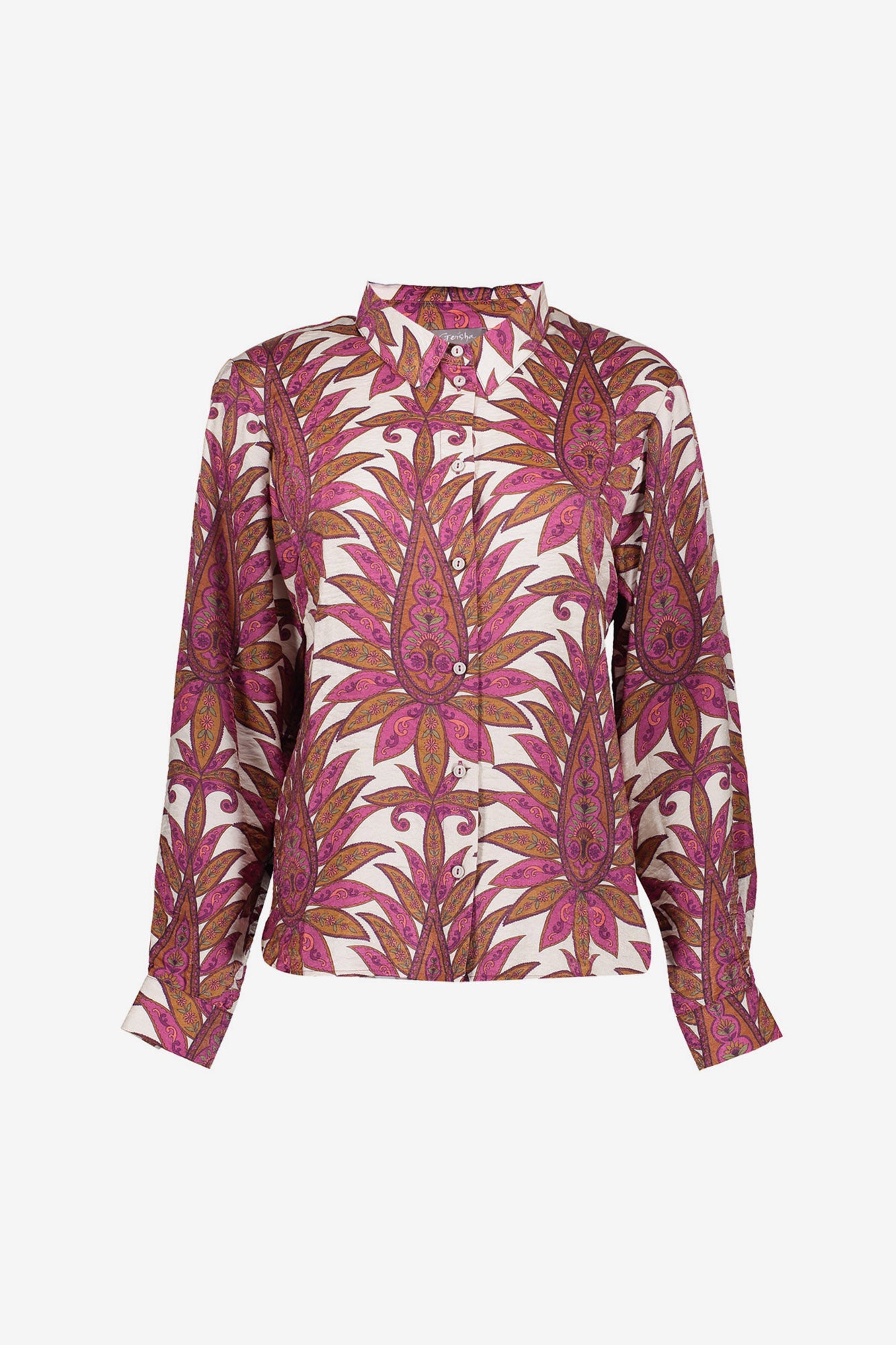 Geisha Damenbluse mit farbenfrohem botanischem Print