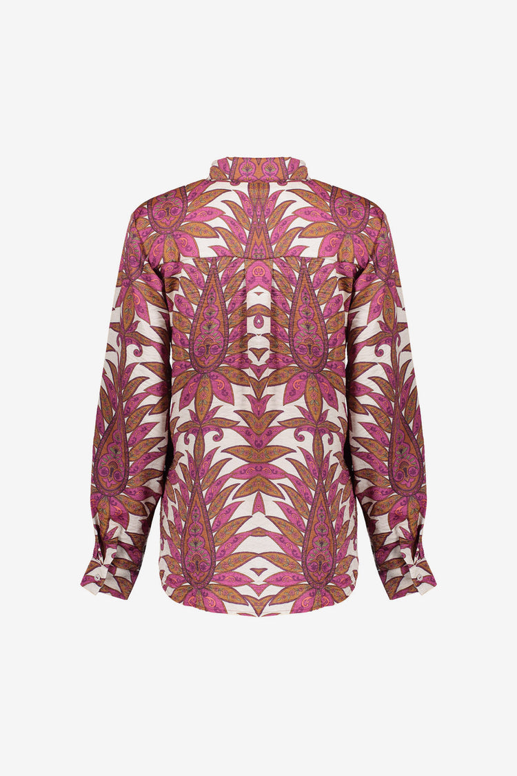Geisha Damenbluse mit farbenfrohem botanischem Print