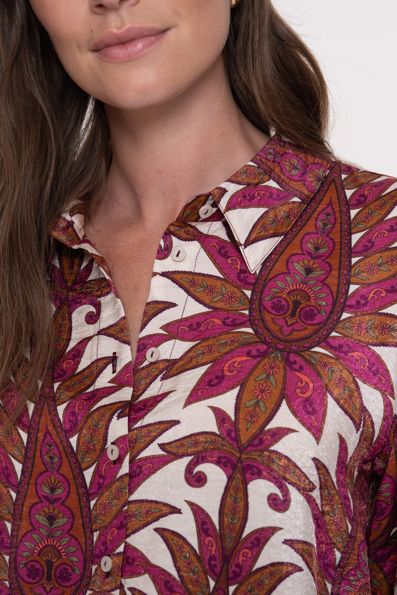 Geisha Damenbluse mit farbenfrohem botanischem Print